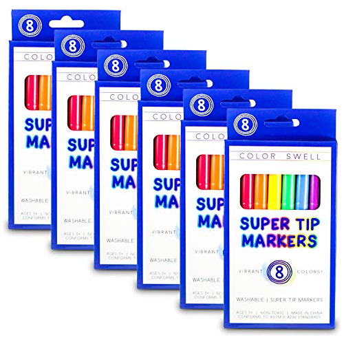 Marcadores Color Swell Super Tip 6 Cajas De 8 Colores Vibran