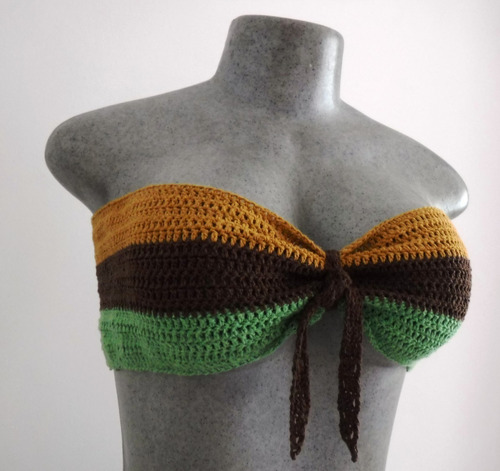 Biquini Strapless Tejido Crochet