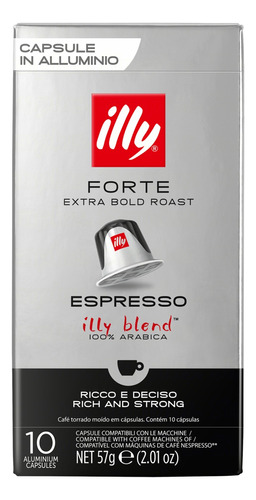 Café em Cápsula Torrado e Moído Forte Espresso Illy Caixa 57g 10 Unidades