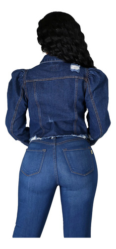 Chaqueta De Mezclilla Ajustada A La Moda Para Mujer