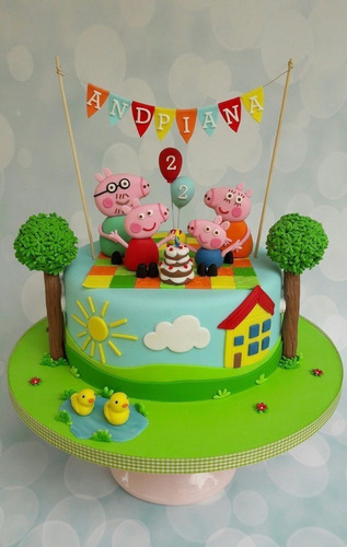 Adorno De Torta Temática Peppa Pig 6 Pzas.en Porcelana