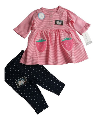 Conjunto Carter's Vestido Y Legis Bebé Niña Fresita. 