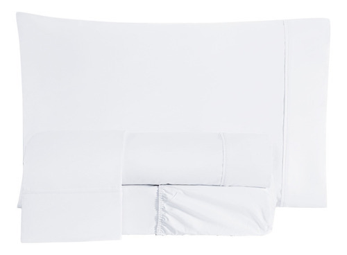 Roupa De Cama Box Casal Padrão 04 Peças Jogo Lençol 200 Fios Cor Branco