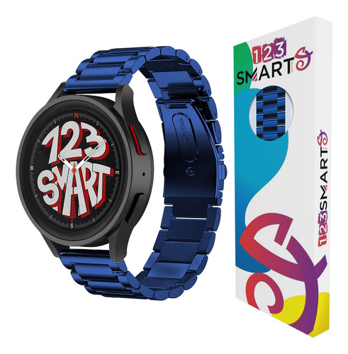 123smart Pulseira De Aço Inoxidavel 20mm Marca Compativel Com Samsung Galaxy Watch Active 1 2 Galaxy Watch 4 5 6 Cor Azul