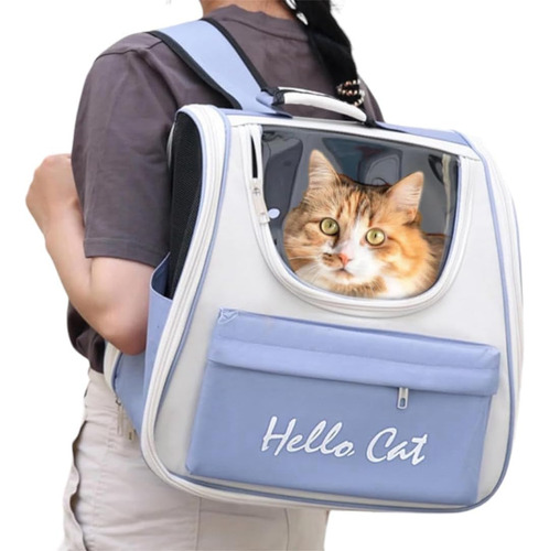 Mochila Para Mascotas Portátil Bolsa Viaje Para Gatos Perros Color Azul