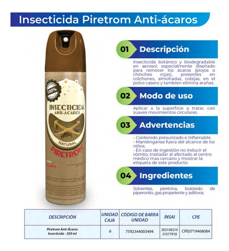 Insecticida Anti-acaros Botánico Piretrom Natural Domestico