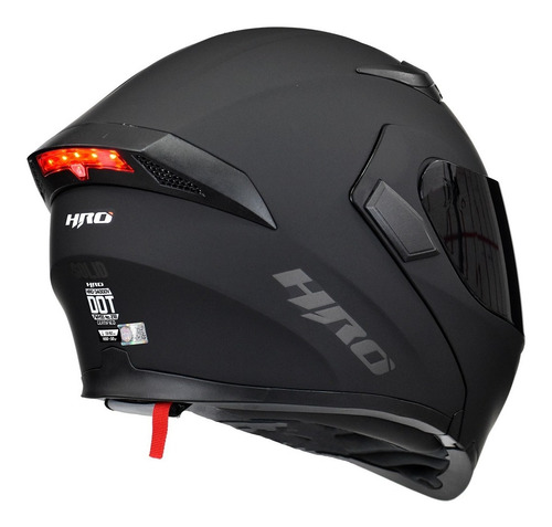 Casco Para Moto Abatible Hro 3400dv Negro Mate Con Luz Stop