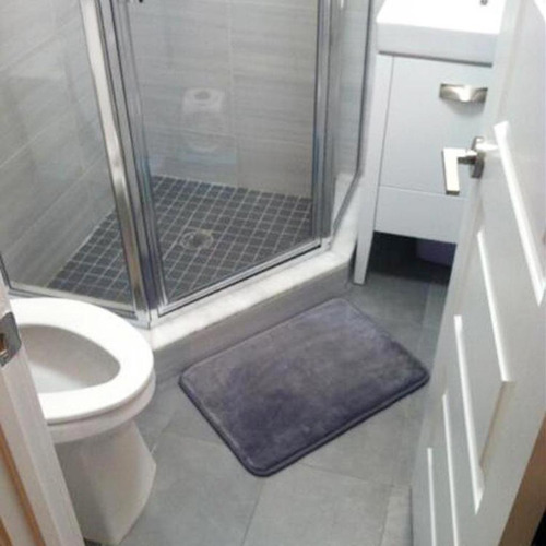 Alfombra De Baño De Terciopelo Absorbente Gris 40x60cm