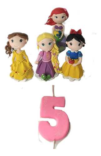 Princesas Disney Kawai X4 Más Número Para Torta 