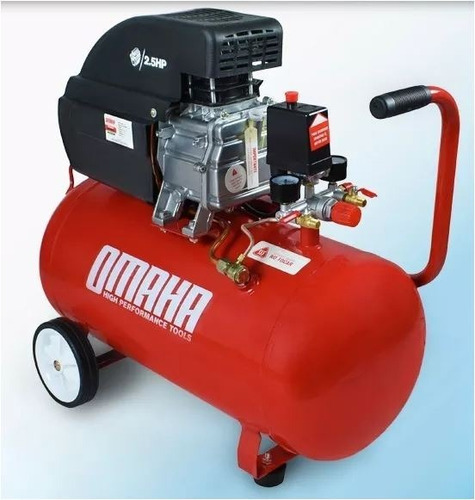 Compresor Aire Omaha 50 Litros Motor 2.5hp + Kit 5 Piezas Color Rojo Fase eléctrica Monofásica