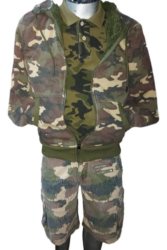 Camuflaje Chamarra George Gorro Y Cierre Unisex Talla M/ch (Usado)