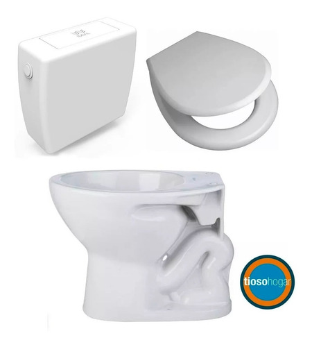 Imagen 4 de 9 de Inodoro Loza Mochila Colgar Tapa Asiento Baño Deposito Pvc