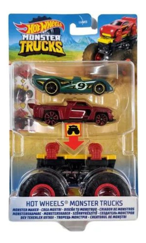 Monster Trucks Hot Wheels Diseña Tu Monstruo + 2 Autos