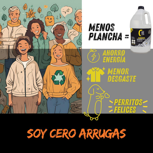 Soy Cero Arrugas, Eliminador De Arrugas Para Telas, 4l