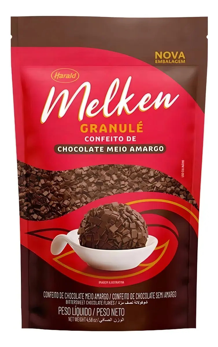 Melken Granulé Chocolate Meio Amargo 400g Harald Flocos