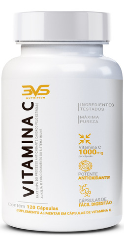 Vitamina C 100% Pura E Concentrada - Fórmula Exclusiva Com 1000mg Por Cápsula - 120 Cápsulas