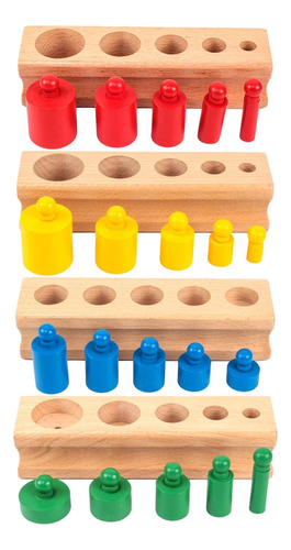 4x Juguete Montessori Cilindros Con Botones Bloques Zócalo