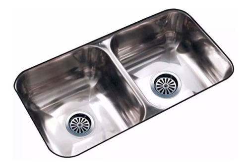 Imagen 5 de 10 de Pileta Cocina Doble Bacha Johnson Cc37 De 70x37 Acero Inoxidable 430 Diseño Acabado Pulido Standard Sopapa Americana