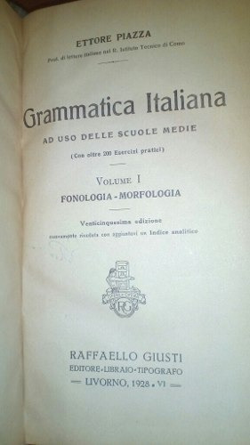 Libro Antiguo 1928 En Italiano Grammatic Italiana