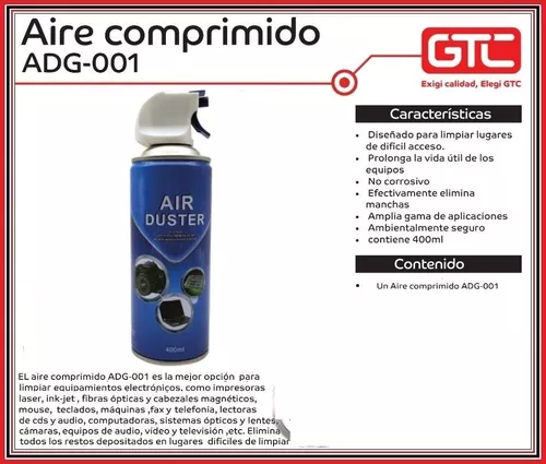 GARLEY Air Duster Spray 400ml - Spray Aire Comprimido - Limpieza de  Teclados, Cámaras, Ordenadores