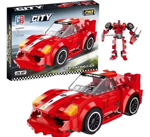 Robô Transformer 2 Em 1 Carro De Corrida Em Blocos De Montar Quantidade De Peças 200 Versão Do Personagem Carro Robô Lego