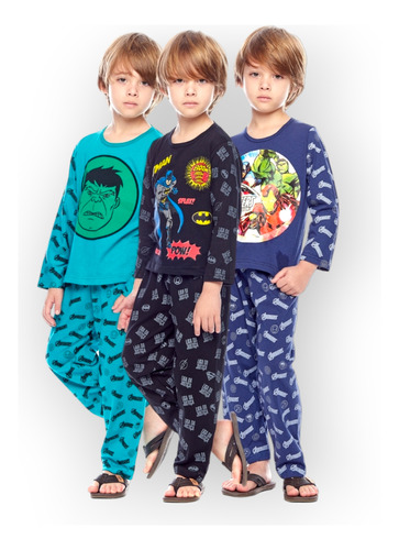 7 Pijama Infantil Longo Roupa Dormir Malha Alta Qualidade