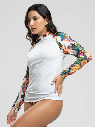 Blusa Feminina Proteção Uv Manga Longa Moda Praia Verão 2022