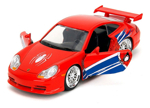 Porsche 911 Gt3 Rs (996), Spiderman, Escala 1:32 Color Rojo