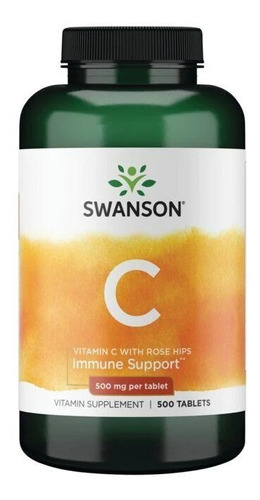 Swanson Vitamina C Con Escaramujos 500 Mg 500 Tabs Sabor Sin Sabor