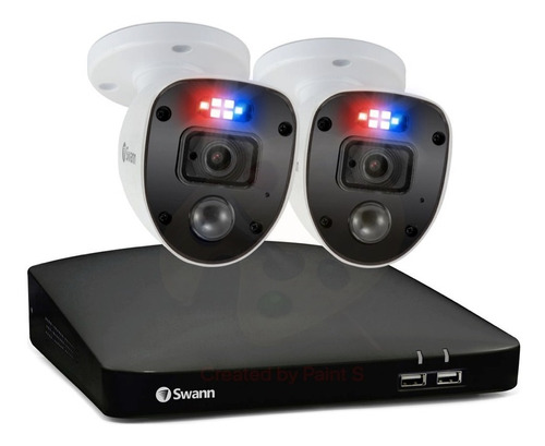 Swann Seguridad De 2 Cam C/luz, Vn Color 1tb,flash Policiaco