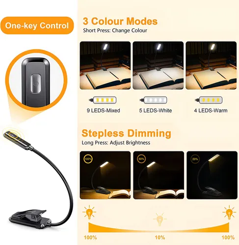 Luz De Libro Recargable Para Leer En La Cama