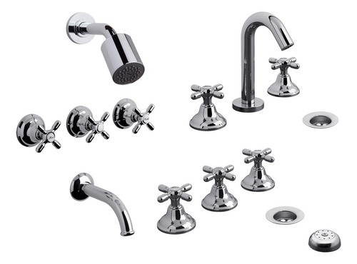 Kit Griferías Fv New Port Para Baño 0900.03/b2p Cr Plateado