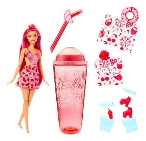 Barbie Pop Reveal Sandia Incluye Vaso Barbie Ropa Y Mascota