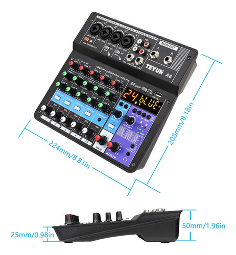 Aa Consola De Audio A6 6ch Protable Mini Mezclador Con