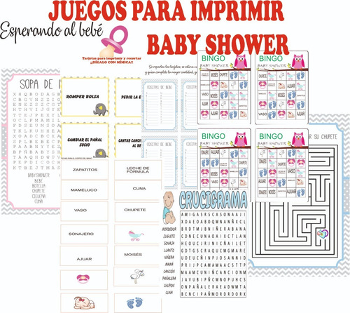 Kit Baby Shower Juegos Para Imprimir Envio Por Mail Pdf Mercado Libre