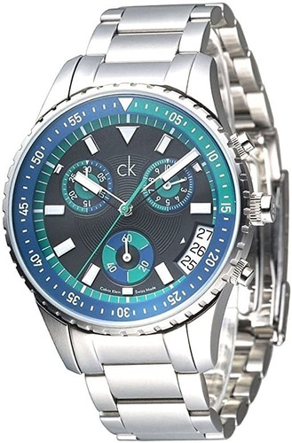 Reloj Calvin Klein Hombre Acero Azul Crono Suizo K3217378