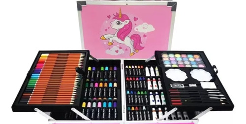 Kit De Arte Dibujo Infantil 145 Piezas En Maleta Doble Piso