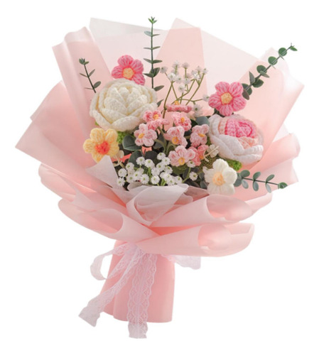Regalos De Ramo De Flores De Crochet Para Mamá Rosa