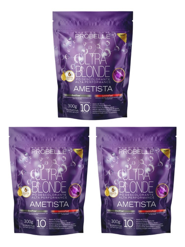 Po Descolorante Probelle 300g Ametista - Kit C/ 3un Tom Sem tom