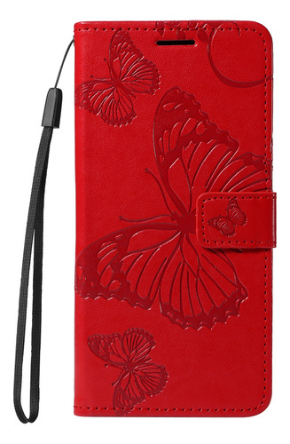 Funda Multifuncional De Piel Sintética Para Samsung Galaxy A Series, Funda Protectora Con Tapa En Relieve, Color Rojo