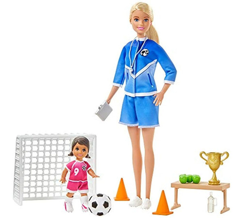 Barbie Soccer Coach Playset With Blonde Soccer Coach Doll, S
