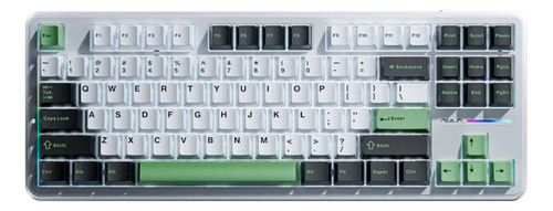 Teclado sem fio Aula F87 Rgb branco/preto/verde (cinza sw) branco Idioma do teclado inglês EUA