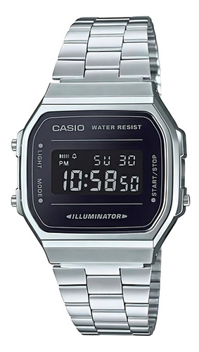 Reloj Casio A168wem-1 Plateado Espejo Morado Oscuro Full