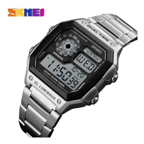 Reloj Hombre Skmei 1335 Acero Crono Timer Sumergible Gtia