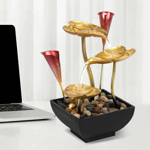 Fuente De Agua De Mesa Cascada Fenshui Iluminado Con Led Con