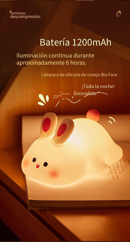Luz Nocturna De Conejo De Silicona Con Temporizador
