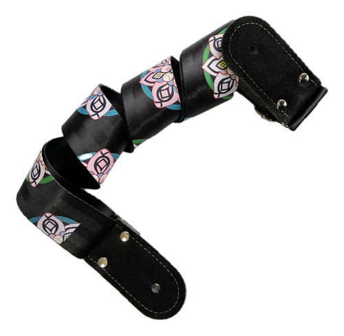 Strap Para Guitarra Kidam Con Diseño En Dtf Color Multicolor Flores