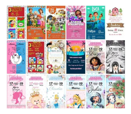 Kit Com +400 Convites Infantis Editáveis No Canva