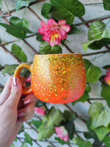 Imagen 2 de 3 de Tazón Glitter Bicolor Naranjo Dorado 380ml