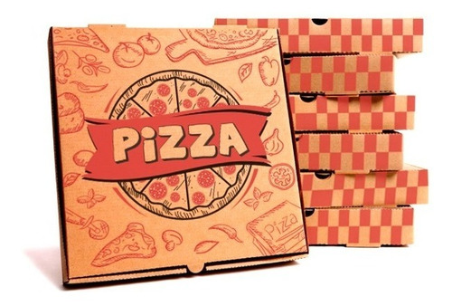 25 Cajas Pizza Kraft Diseño 35 Cm (14 Pulgadas) Corrugado